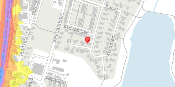 Trafikstøjkort på Krotoften 14, 4140 Borup