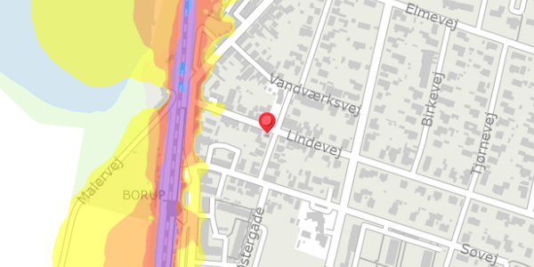 Trafikstøjkort på Lindevej 8B, . , 4140 Borup