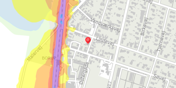 Trafikstøjkort på Østergade 24, . , 4140 Borup