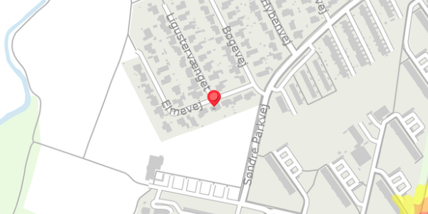 Trafikstøjkort på Elmevej 20, . , 4100 Ringsted