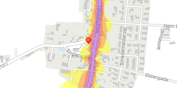 Trafikstøjkort på Englerupvej 1, . , 4100 Ringsted