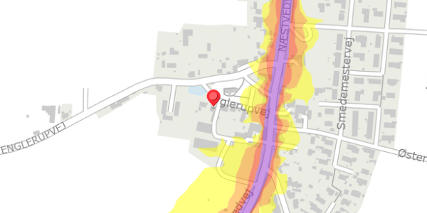 Trafikstøjkort på Englerupvej 9, 4100 Ringsted