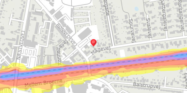 Trafikstøjkort på Mågevej 3, 4100 Ringsted