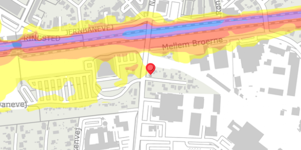 Trafikstøjkort på Rolighedsvej 1, 4100 Ringsted