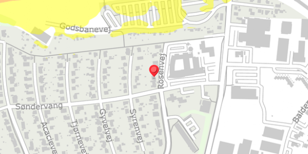 Trafikstøjkort på Rosenvej 10, . , 4100 Ringsted