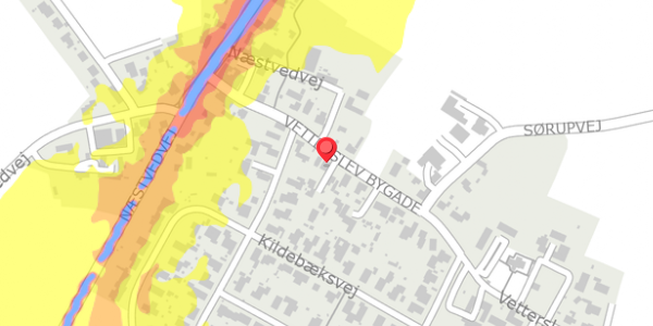 Trafikstøjkort på Vetterslev Bygade 10, . , 4100 Ringsted