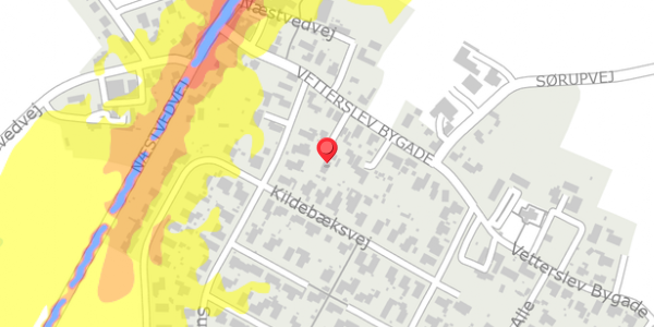 Trafikstøjkort på Vetterslev Bygade 14, . , 4100 Ringsted