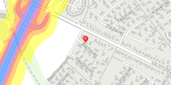 Trafikstøjkort på Bachsvej 3, 4200 Slagelse