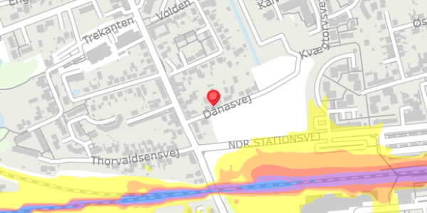 Trafikstøjkort på Danasvej 3, 4200 Slagelse