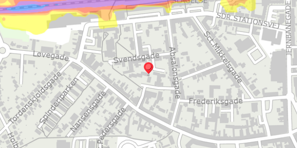 Trafikstøjkort på Eriksgade 10, 4200 Slagelse