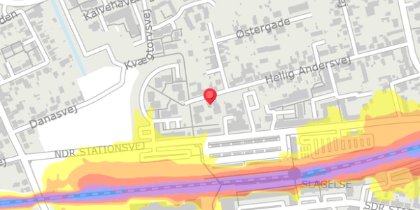 Trafikstøjkort på Hellig Andersvej 39, st. th, 4200 Slagelse