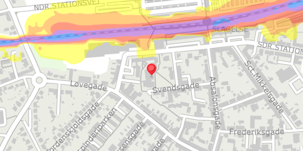 Trafikstøjkort på Svendsgade 148, 4200 Slagelse