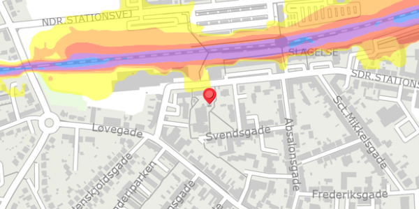 Trafikstøjkort på Svendsgade 154, 4200 Slagelse