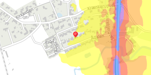 Trafikstøjkort på Ådalen 14, 4200 Slagelse
