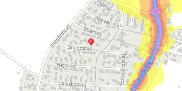 Trafikstøjkort på Sneppevej 13, 4350 Ugerløse