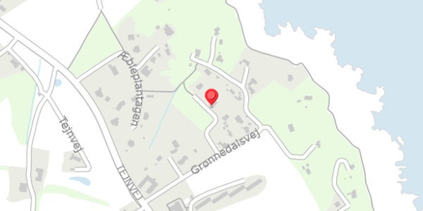 Trafikstøjkort på Grønnedalsvej 13, 3770 Allinge