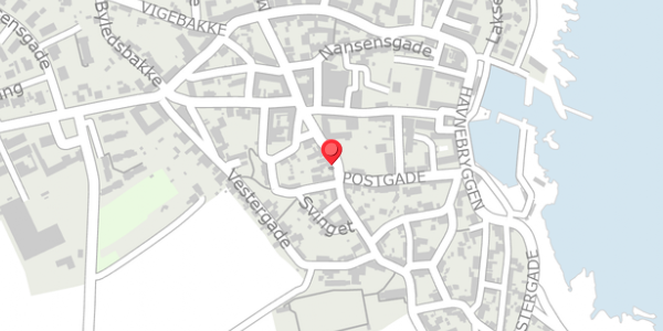 Trafikstøjkort på Postgade 21, 3740 Svaneke