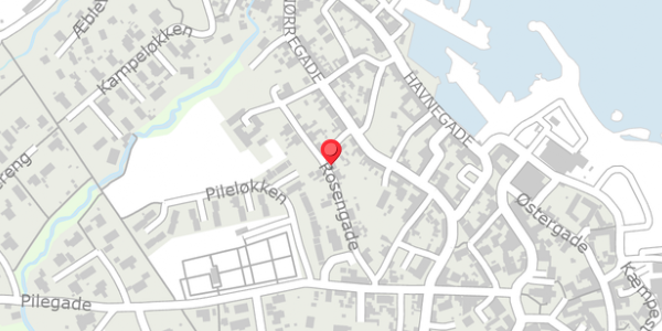 Trafikstøjkort på Rosengade 14, 3770 Allinge