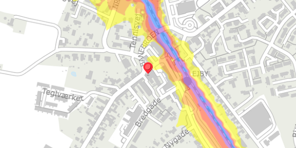 Trafikstøjkort på Algade 10, 5592 Ejby