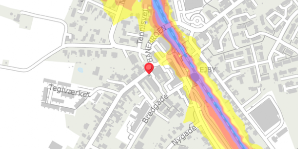 Trafikstøjkort på Algade 12, st. , 5592 Ejby