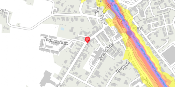 Trafikstøjkort på Algade 24, 5592 Ejby