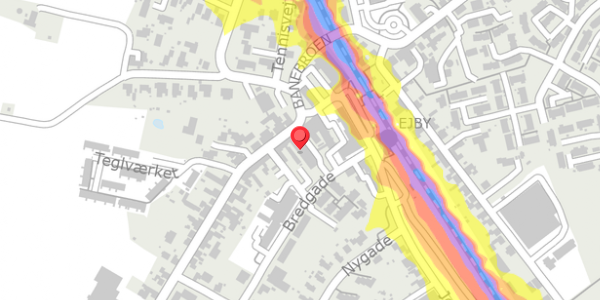 Trafikstøjkort på Bredgade 1O, 5592 Ejby