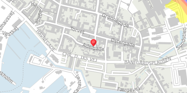 Trafikstøjkort på Adelgade 21, 5600 Faaborg