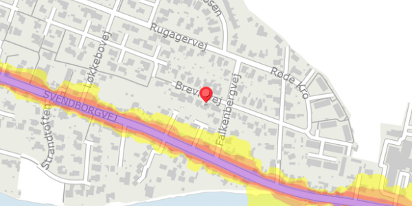 Trafikstøjkort på Brevikvej 11, . , 5600 Faaborg