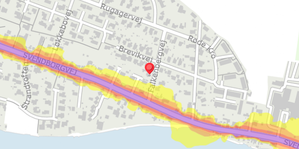 Trafikstøjkort på Falkenbergvej 1, . , 5600 Faaborg