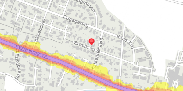 Trafikstøjkort på Falkenbergvej 3B, . , 5600 Faaborg