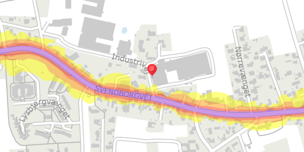 Trafikstøjkort på Industrivej 2, 5600 Faaborg