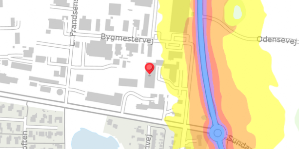 Trafikstøjkort på Odensevej 95E, . , 5600 Faaborg