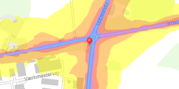 Trafikstøjkort på Odensevej 99, 5600 Faaborg