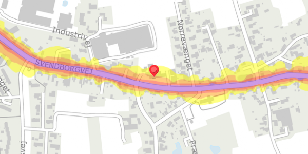 Trafikstøjkort på Svendborgvej 409, 5600 Faaborg