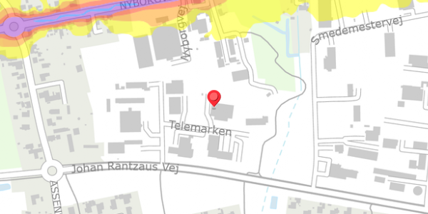 Trafikstøjkort på Telemarken 9, 5600 Faaborg