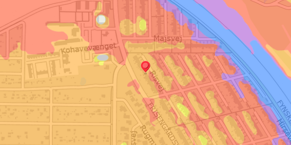 Trafikstøjkort på Risvej 13, 5800 Nyborg
