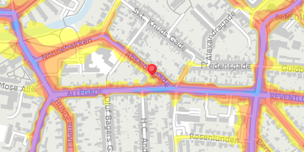 Trafikstøjkort på Absalonsgade 21, 5000 Odense C