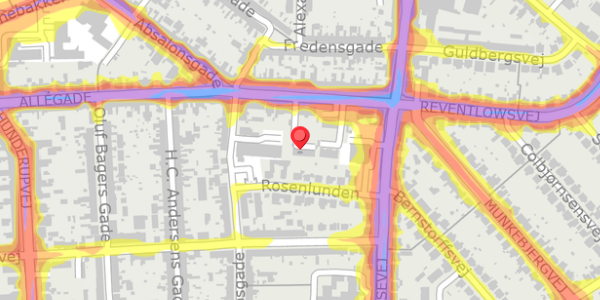 Trafikstøjkort på Allégade 22B, 5000 Odense C