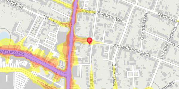 Trafikstøjkort på Annasholmsgade 5, 5000 Odense C