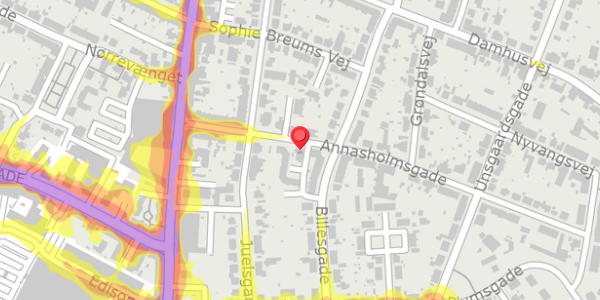 Trafikstøjkort på Annasholmsgade 13, 1. th, 5000 Odense C