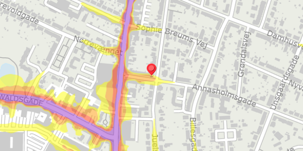 Trafikstøjkort på Annasholmsgade 14, 2. th, 5000 Odense C