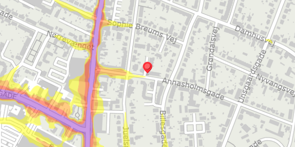 Trafikstøjkort på Annasholmsgade 22A, 2. th, 5000 Odense C