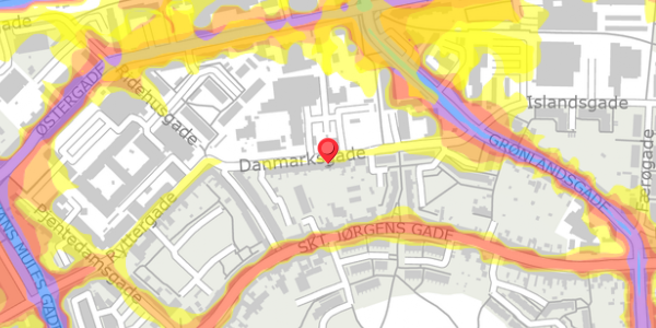 Trafikstøjkort på Danmarksgade 21, 1. , 5000 Odense C
