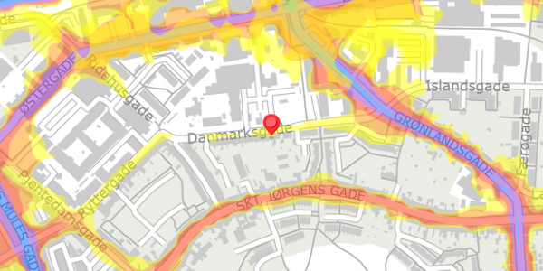 Trafikstøjkort på Danmarksgade 25, 5000 Odense C