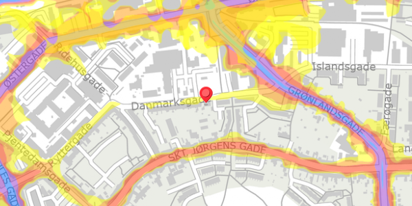 Trafikstøjkort på Danmarksgade 29, 5000 Odense C