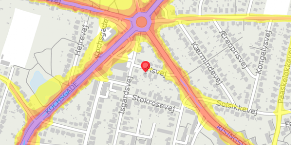 Trafikstøjkort på Irisvej 3, 5000 Odense C