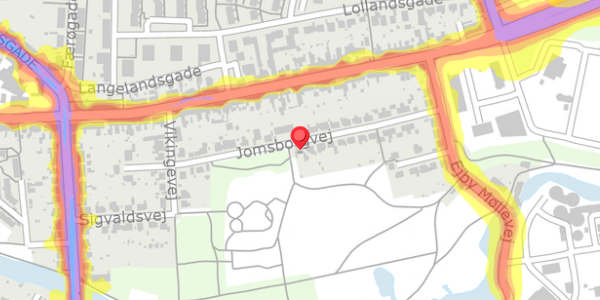 Trafikstøjkort på Jomsborgvej 21, 5000 Odense C