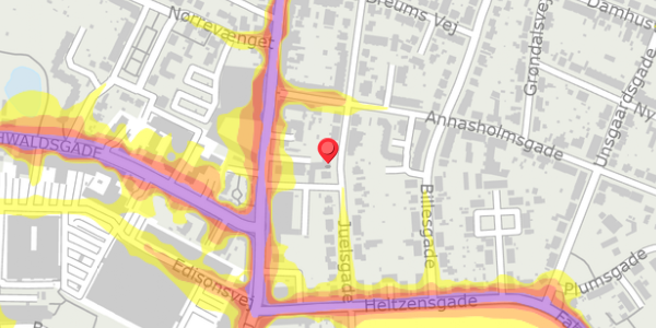 Trafikstøjkort på Juelsgade 34, 5000 Odense C