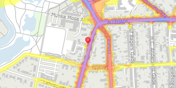Trafikstøjkort på Læssøegade 13, 3. tv, 5000 Odense C