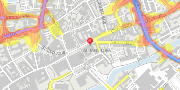 Trafikstøjkort på Overgade 13, 2. th, 5000 Odense C
